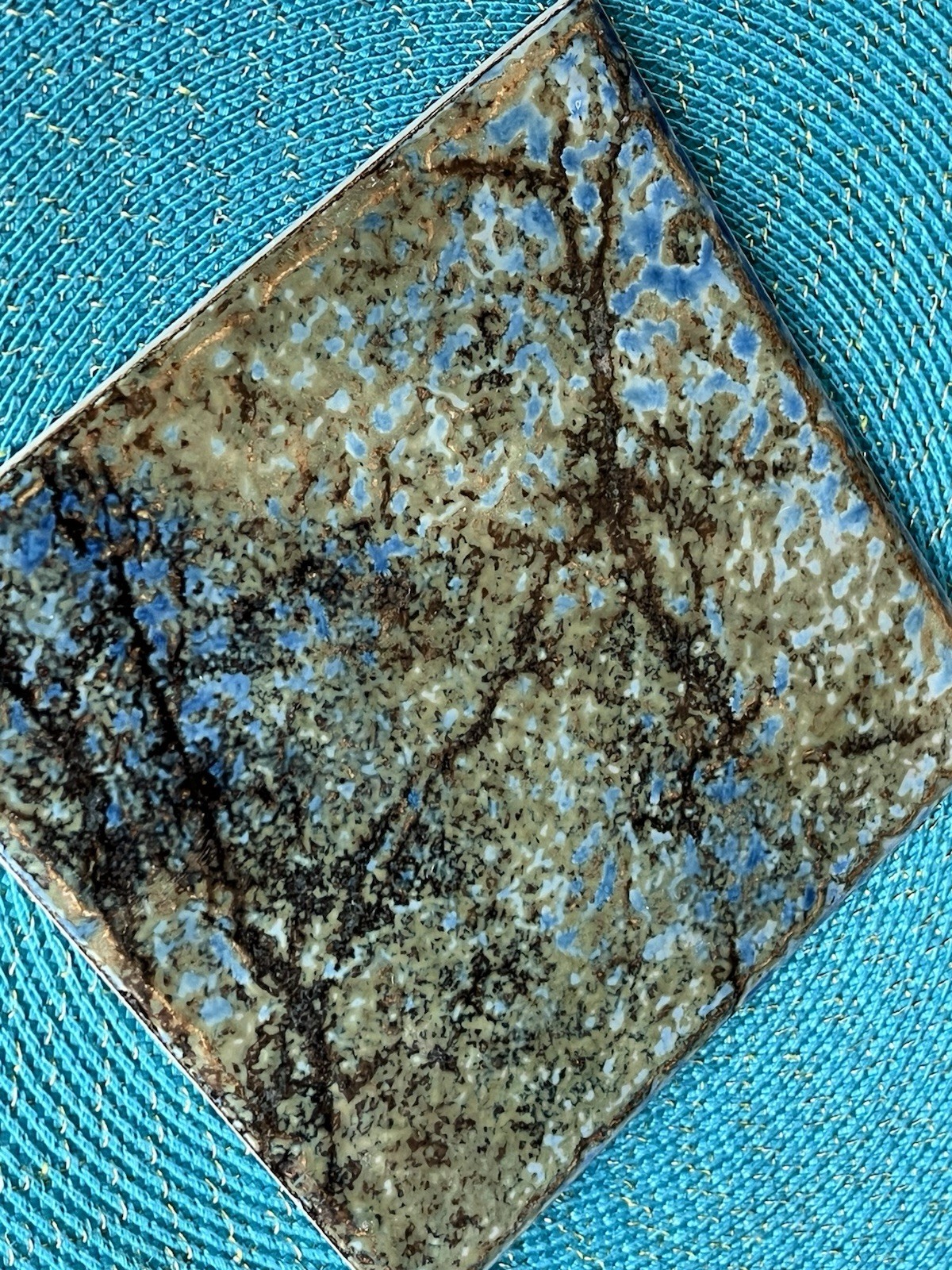 1 Ceramic Stone Pool Tile Blues & Browns 6×6 Glossy Finish