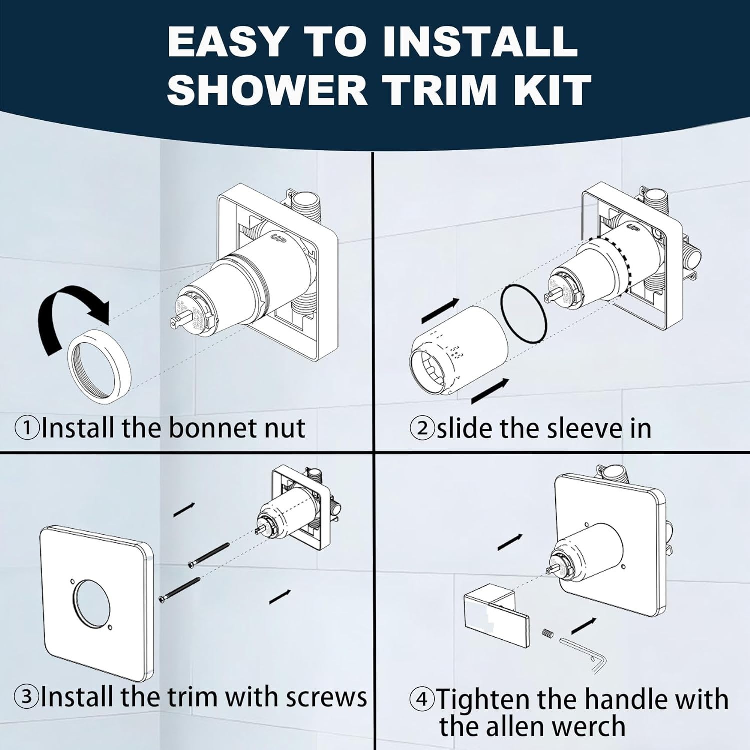 Replacement for Delta 13/14 Series Shower Valve Trim Kit, Black Matte