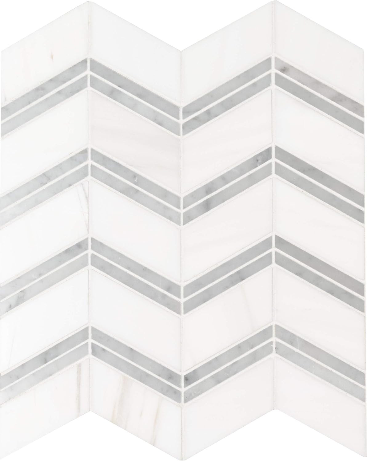 Bianco Dolomite 12×12 Polished Marble Mosaic Tile – Elegant White Chevron