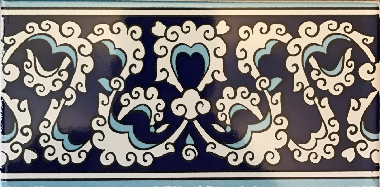 Defective Set of 40 Blue 4″x8″ Turkish Ottoman Iznik Pattern Ceramic Tile BORDER