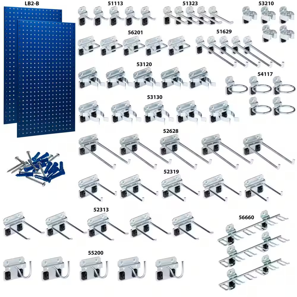 24 In. W X 42 In. H X 9/16 In. D Blue Epoxy, 18-Gauge Steel Square Hole Pegboard