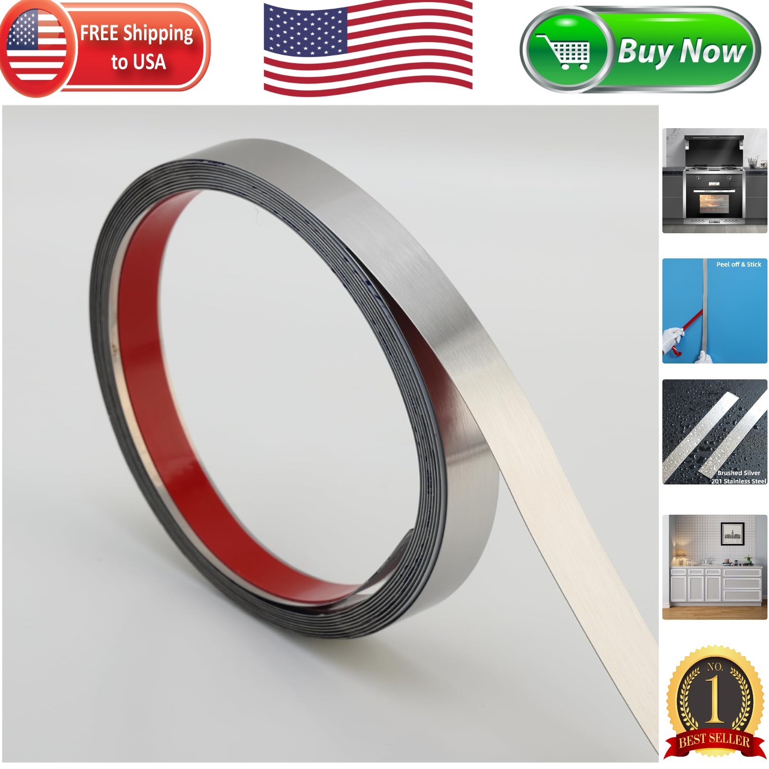 Durable Peel & Stick Stainless Steel Trim – Effortless Installation & Chic Look