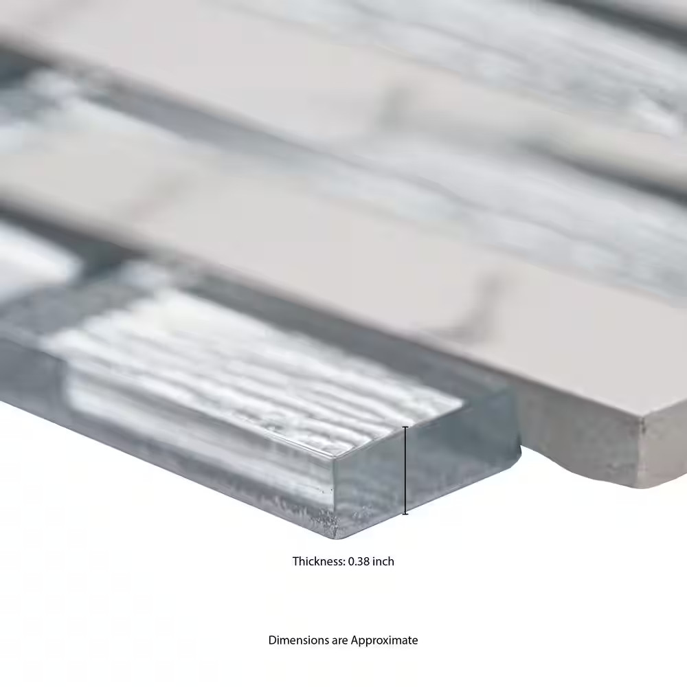 Whistler Ice Interlocking 11.81 In. X 12 In. X 8Mm Glass Mesh-Mounted Mosaic Til