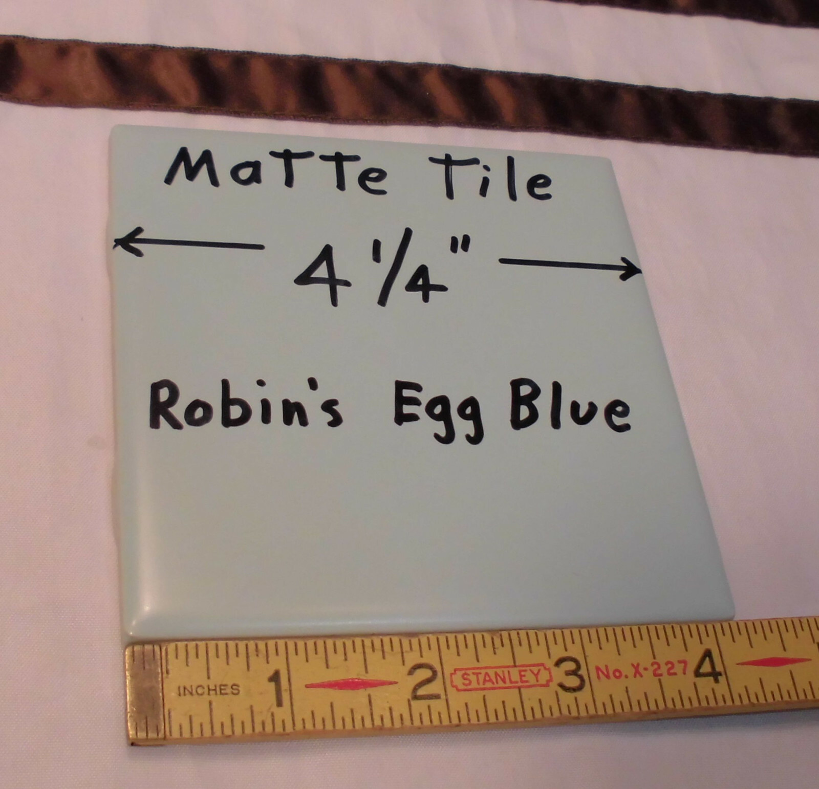 1 pc. *Robin’s Egg Blue* 4-1/4″ Matte Ceramic Tiles: New Old Stock