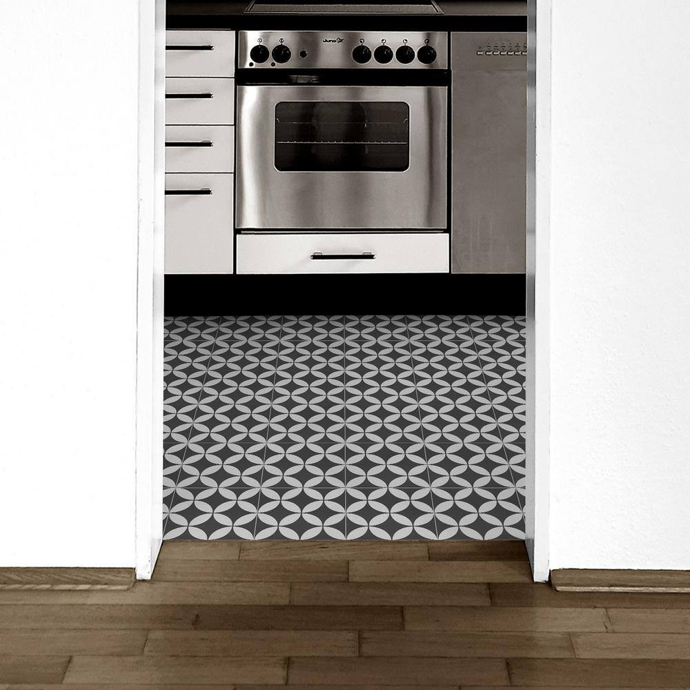 Patterned Gray 9 In. X 9 In. SPC Coin Peel and Stick Backsplash Wall and Floor T