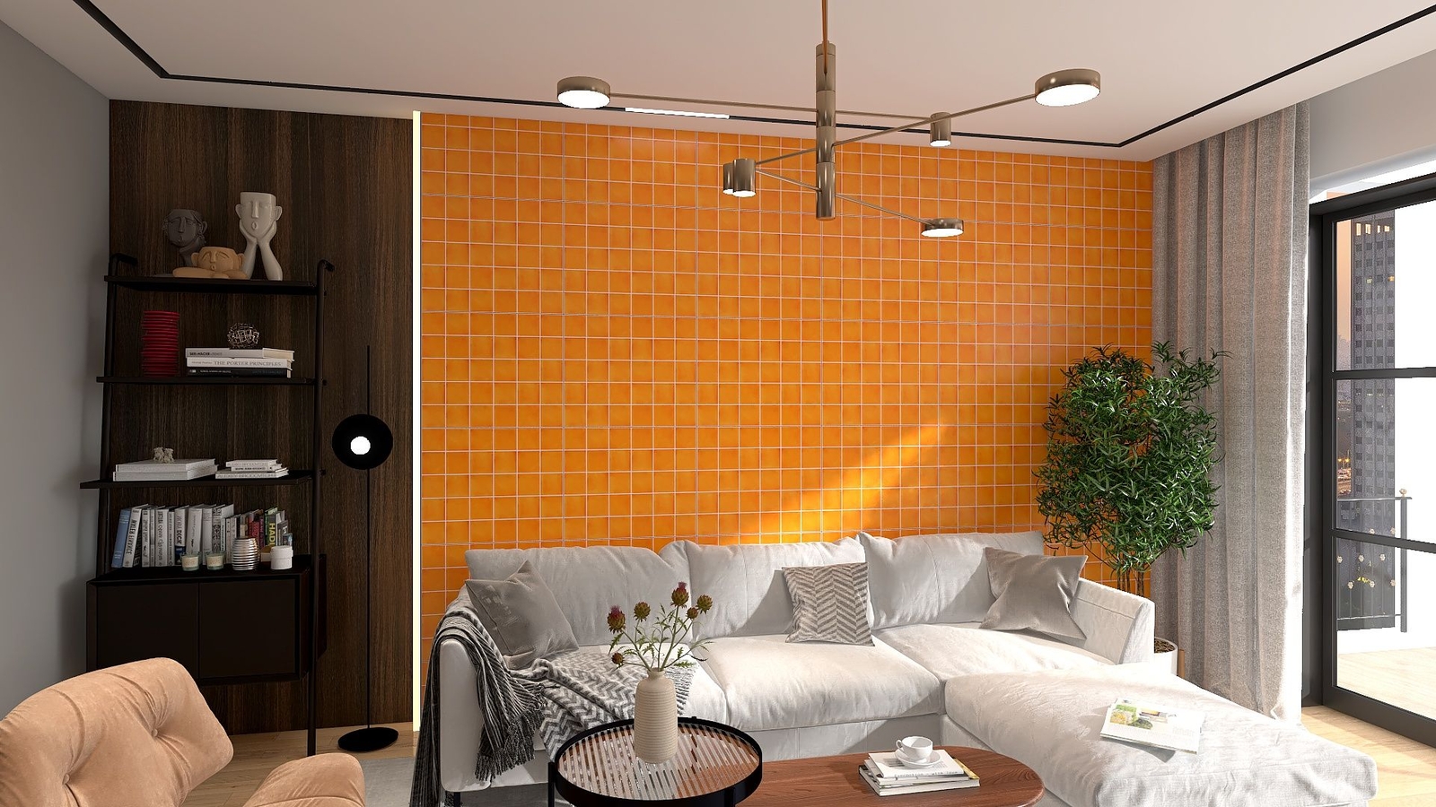 Single-color Talavera orange wall tiles for bathroom kitchen – Mostaza Deslavado