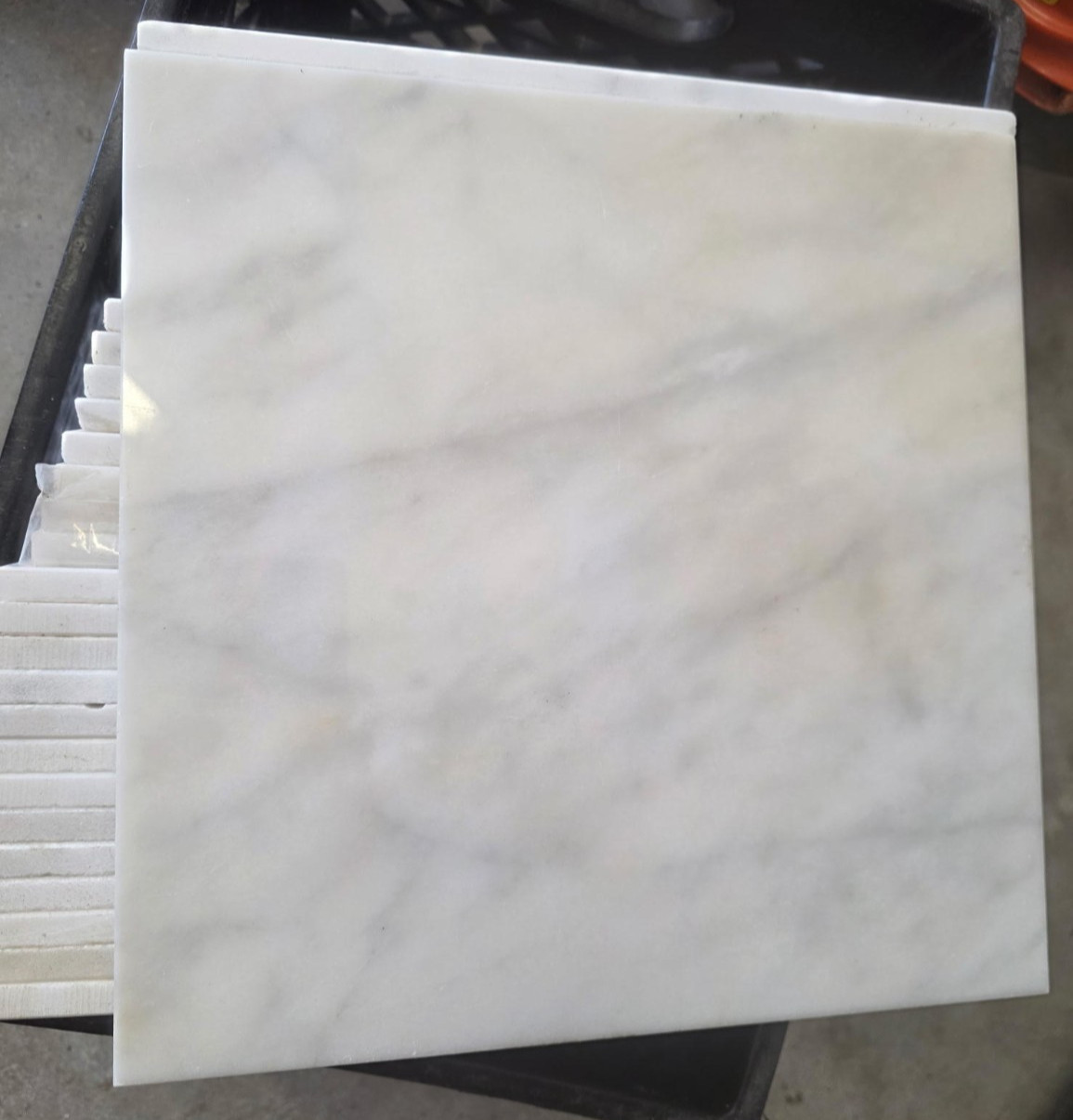 Sixty (60) Carrara White 12 x 12 Polished Straight Edge Marble Tile