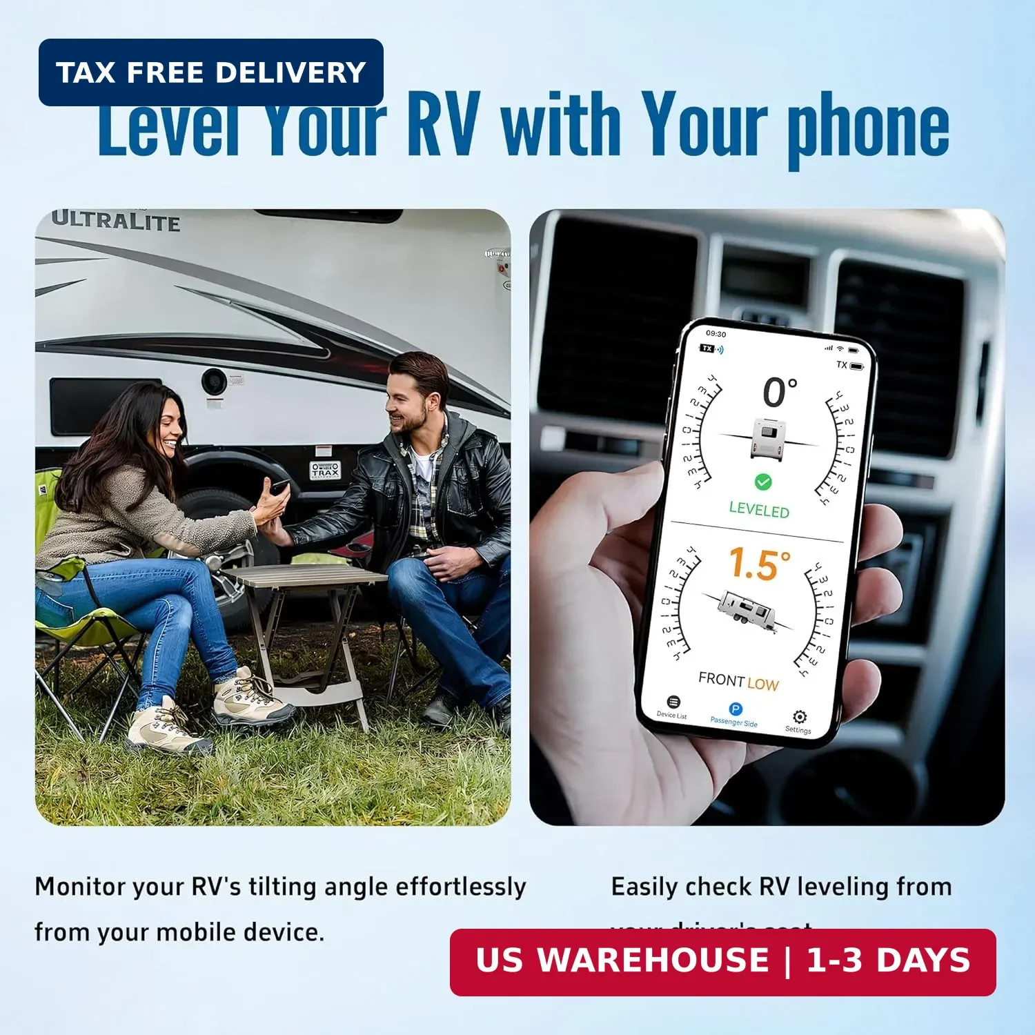 Wireless RV Leveling System Bluetooth APP Leveler Trailer Level | Low-power auto