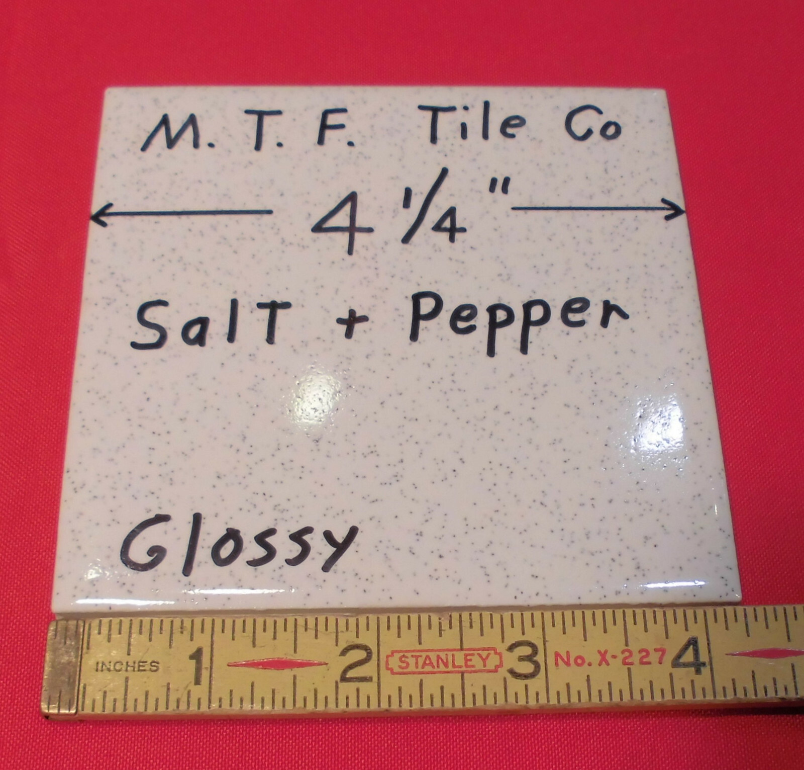 1 pc. *Salt & Pepper* 4-1/4″ Glossy Ceramic Tile by Monarch Tile Co. USA…New