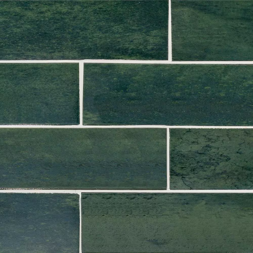 Typhoon Green 3 In. X 18 In. Subway Gloss Porcelain Wall and Floor Tile (10.76 S