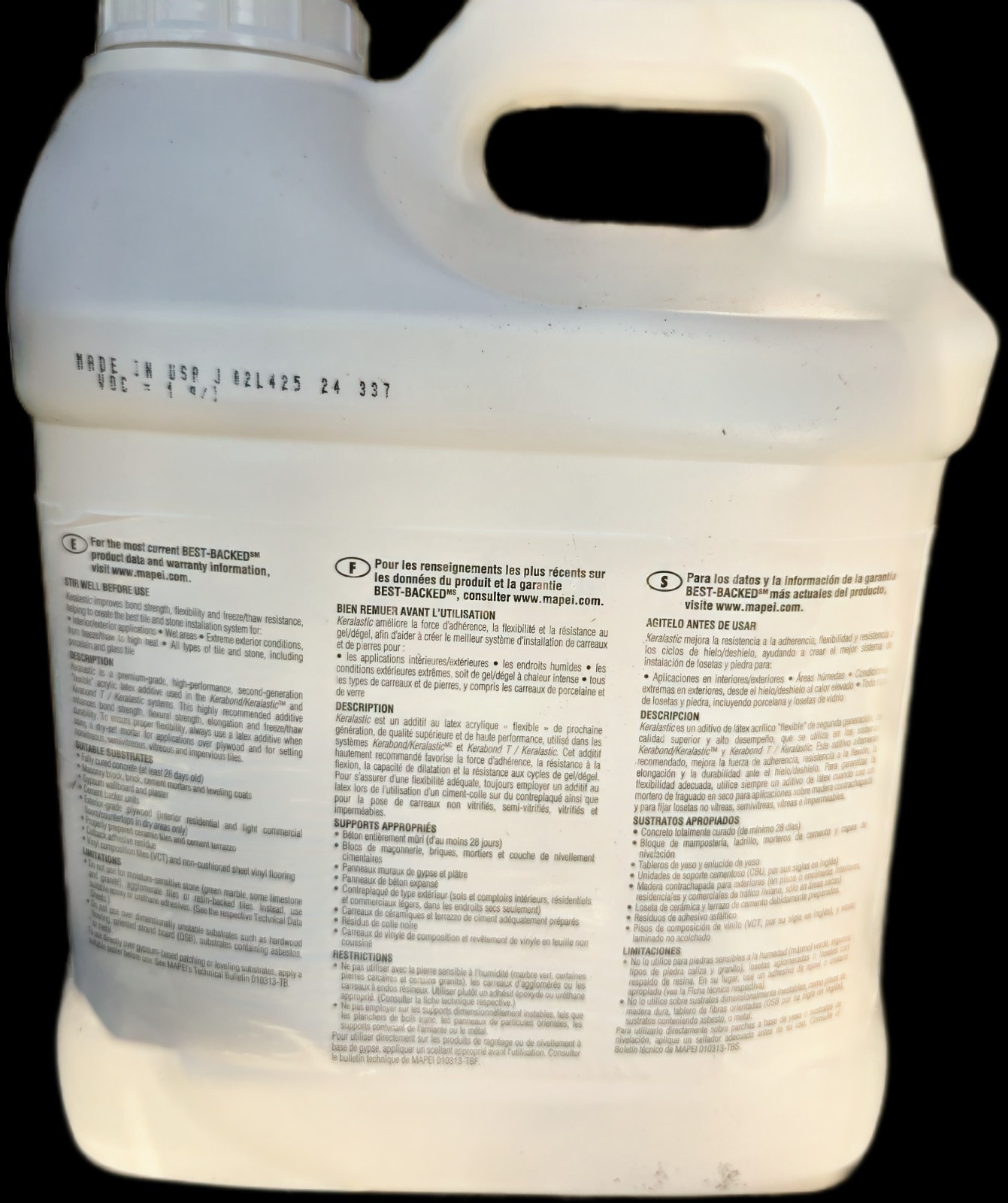 Mapei Keralstic Latex Additive 2 Gallon Jug