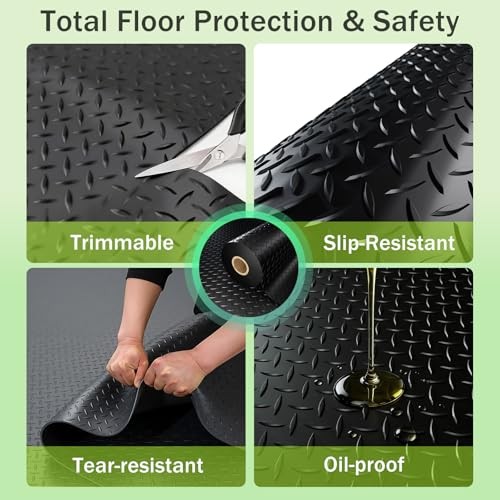 Garage Floor Mat, 2.8mm Thickened Flooring Roll for Under Car 8×20 FT Black