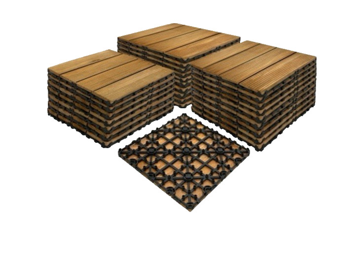 Achim Outdoor Z Interlocking Wood Deck Tiles-Honey Oak-27 Tiles (27 Sq Ft)