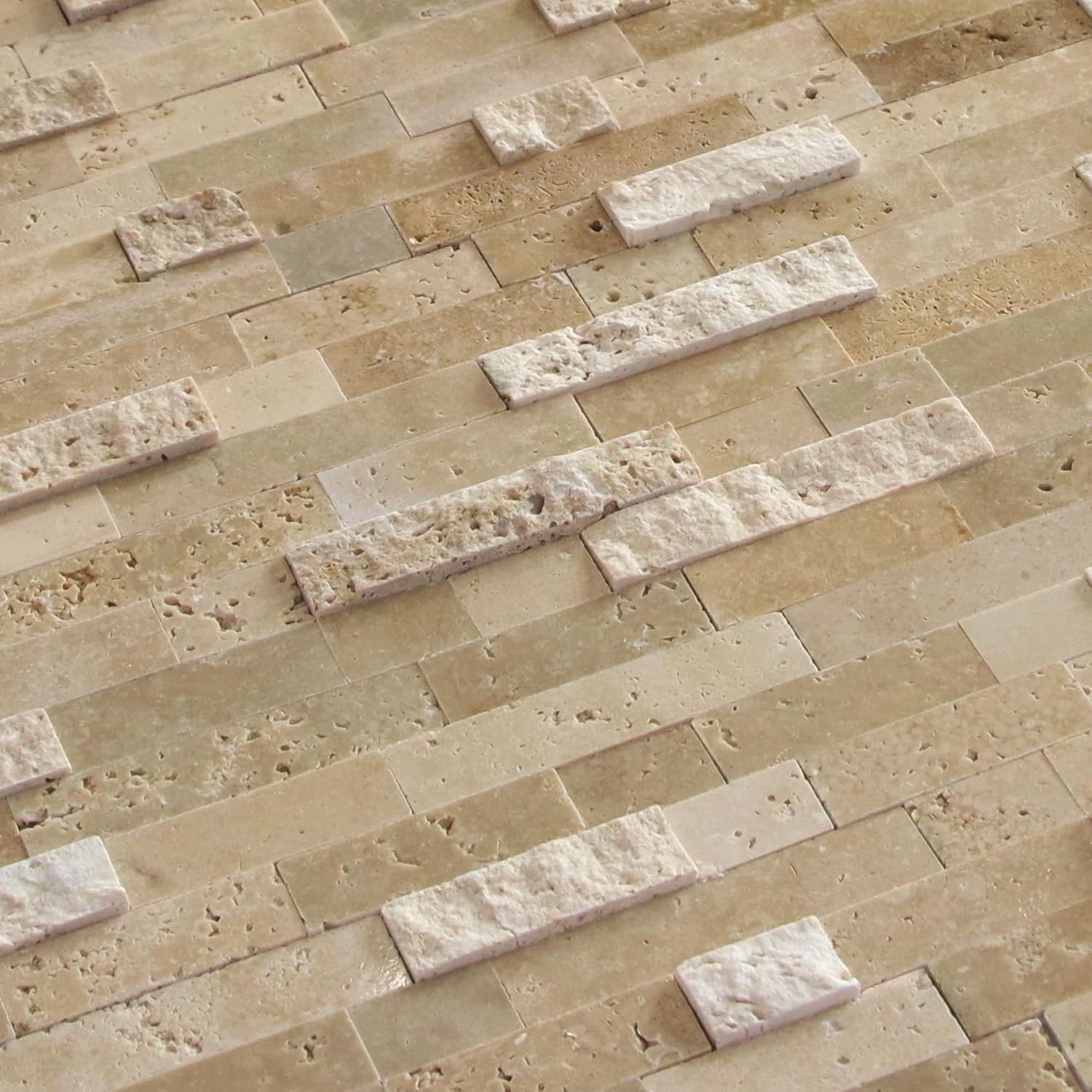 Natural Stone Mosaic Tiles Peel Stick 3D Beige Kitchen Backsplash Heat Resistant