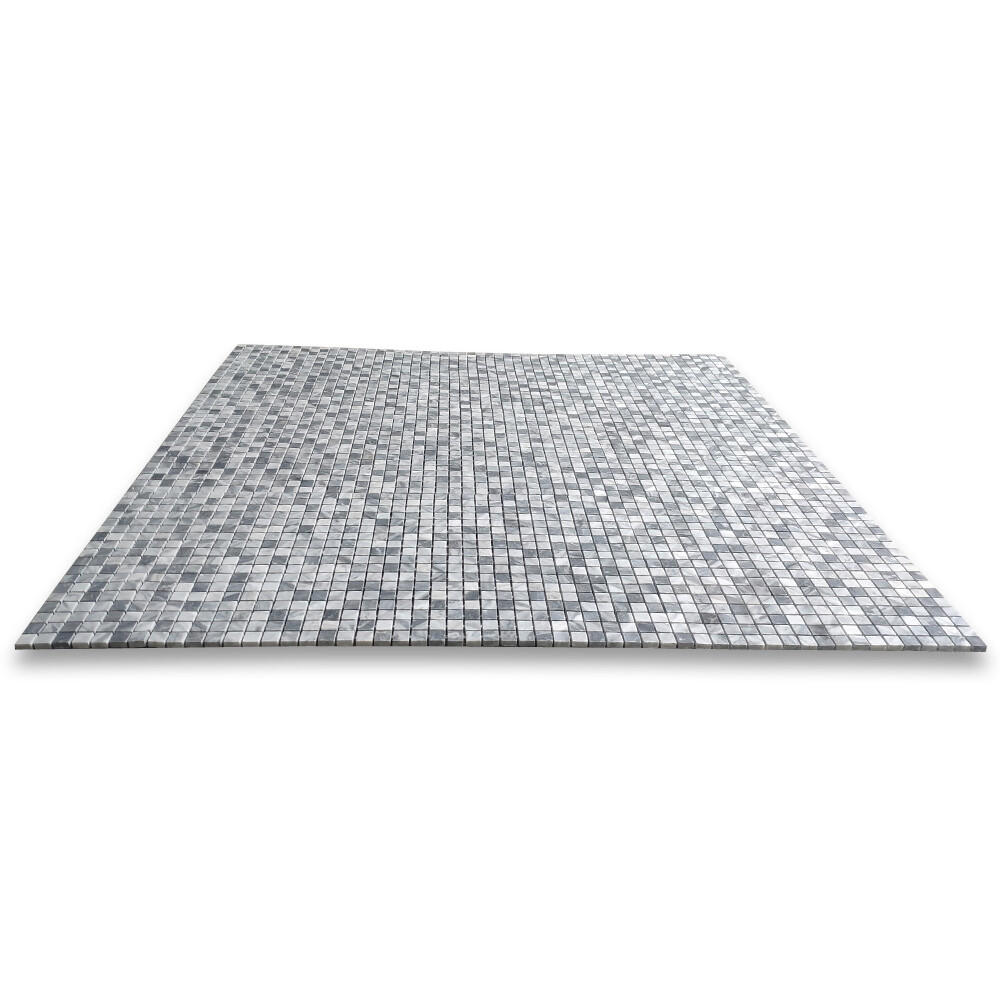K22XH Bardiglio Gray Marble Square Mosaic Tile Honed 5/8×5/8 Grid