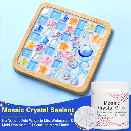 Mosaic Crystal Grout Kit & Sealant with Scraper for DIY Tile Projects – 14oz