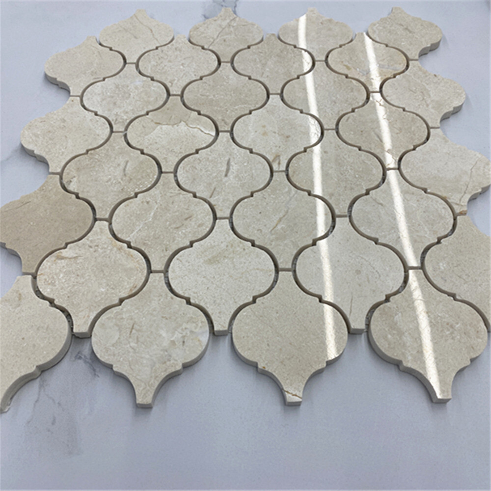 M892XP Crema Marfil Marble Medium Lantern Arabesque Mosaic Tile Polished