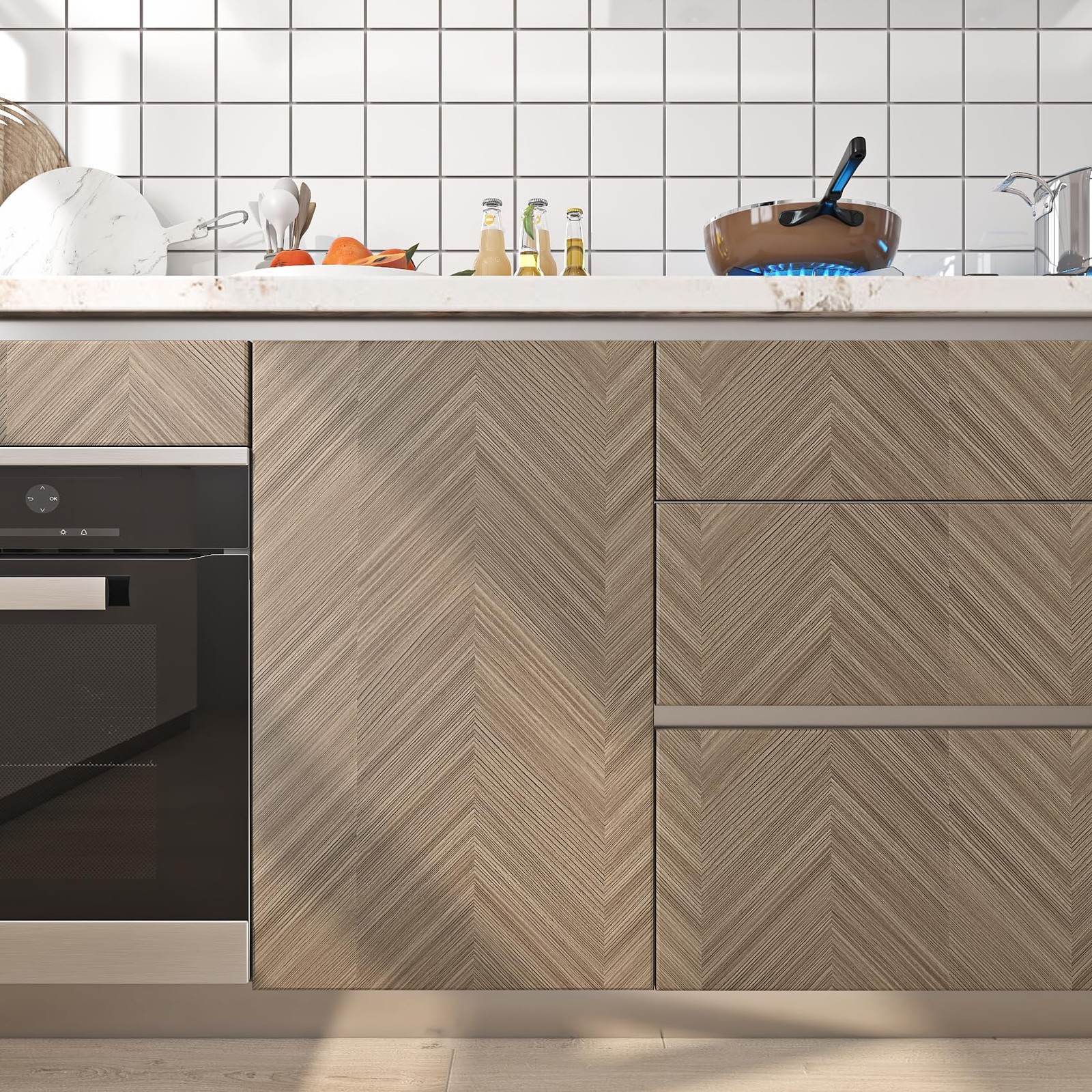 Herringbone Wood Grain Contact Paper for Floors PVC Waterproof Linoleum Floor…