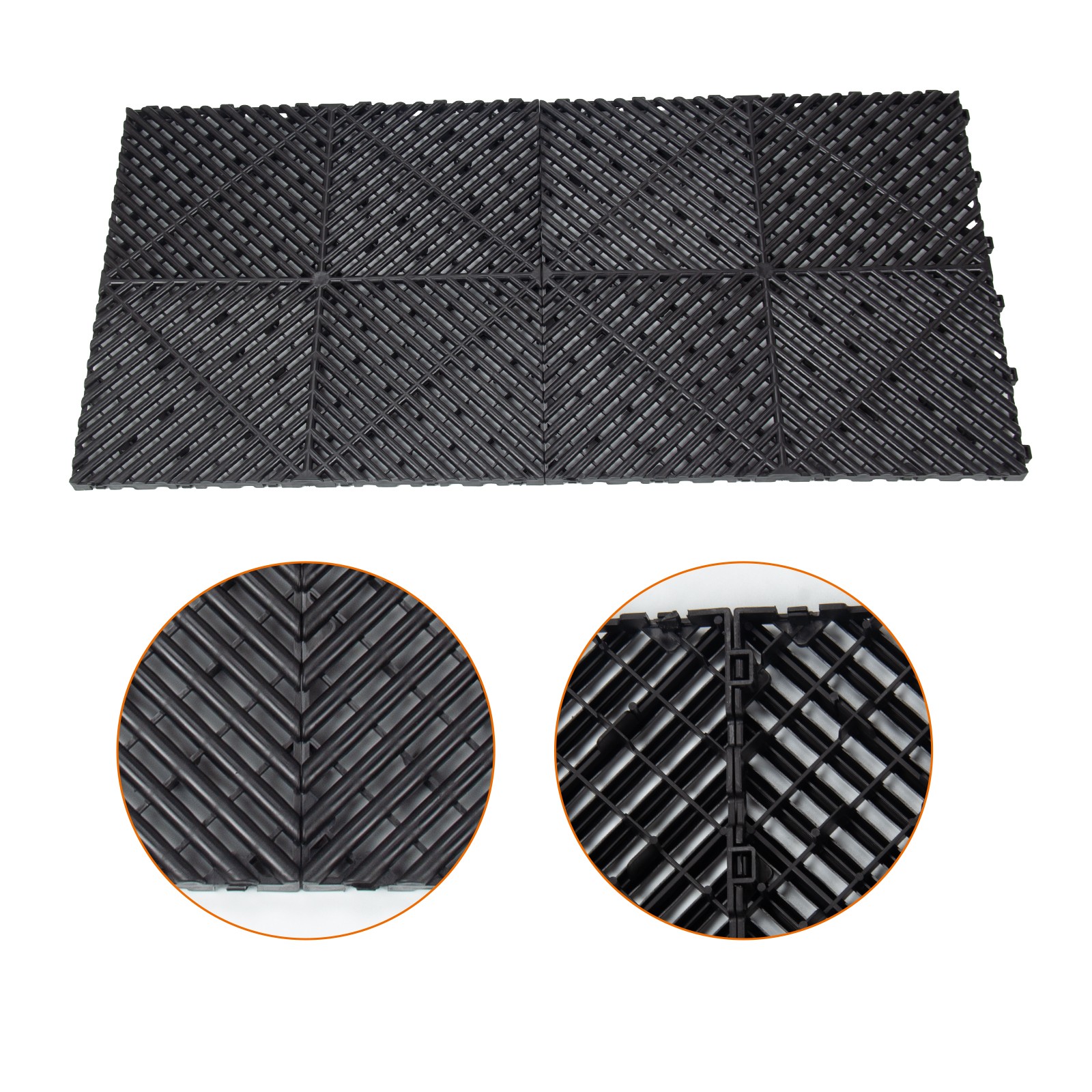 15.75” x 15.75” Vented Water Drainage Interlocking Garage Floor Tiles 50Pcs