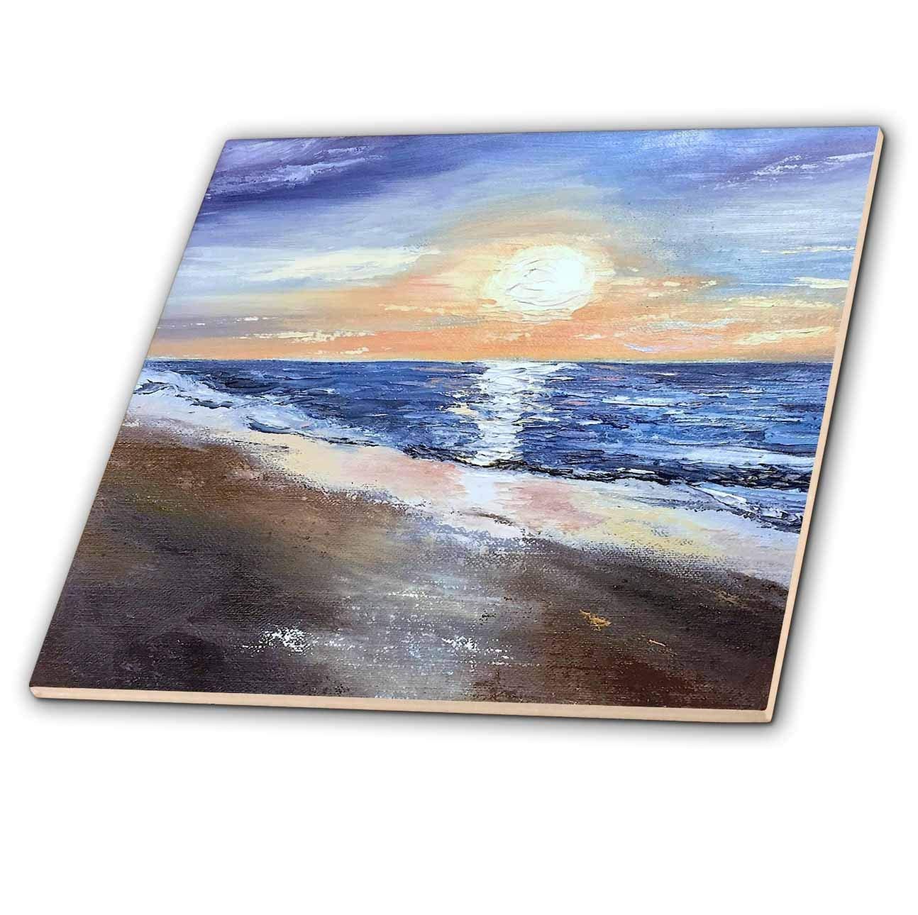 12 Inch Ceramic Tile – Image of Beach with Sun A. Torres Art Beach
