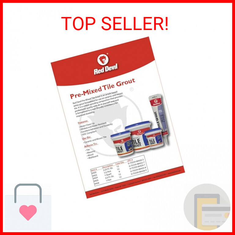 Red Devil 0425 Pre-Mixed Tile Grout Squeeze Tube, 5.5 oz., White