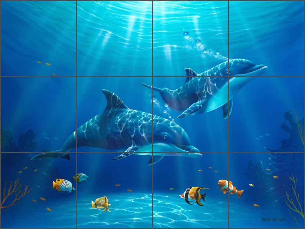 Undersea Tile Mural Backsplash Jeff Wilkie Ceramic Sea Life Art POV-JWA002