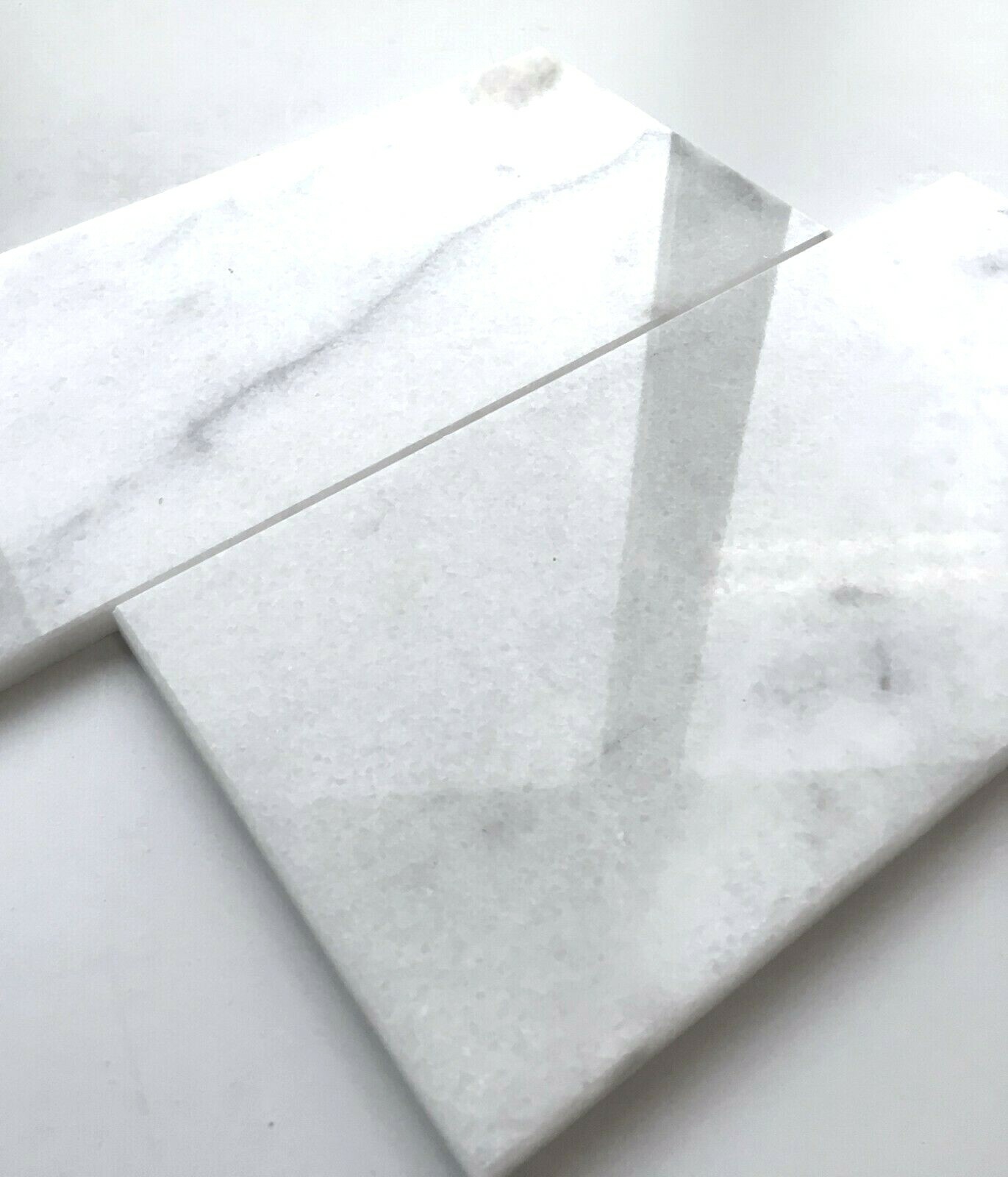 Carrara White 6×12 Polished Straight Edge Marble Tile Backsplash Kitchen Bath