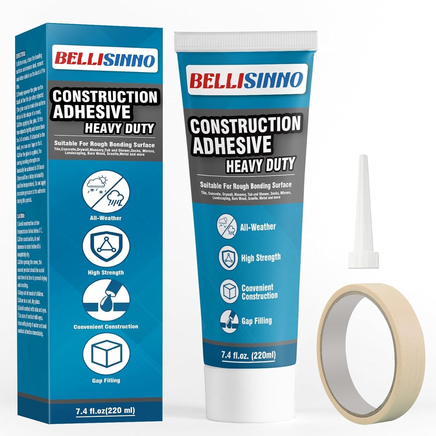 Construction Adhesive Heavy Duty, Cement Glue for Concrete, Tile, Cement, Floor