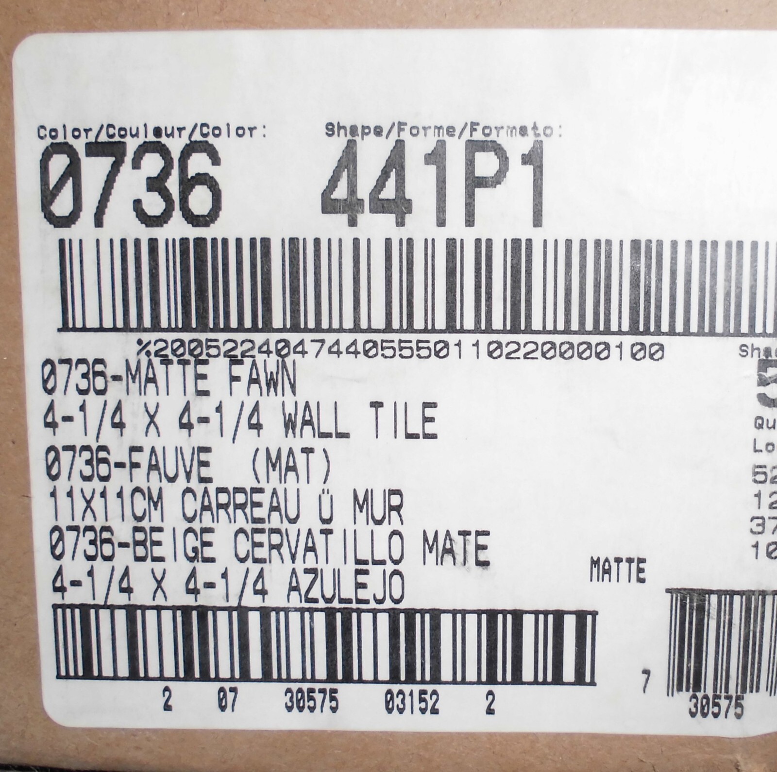 1 pc. Fawn Beige: Matte Ceramic Tile by Daltile #736: 4-1/4″ New Old Stock
