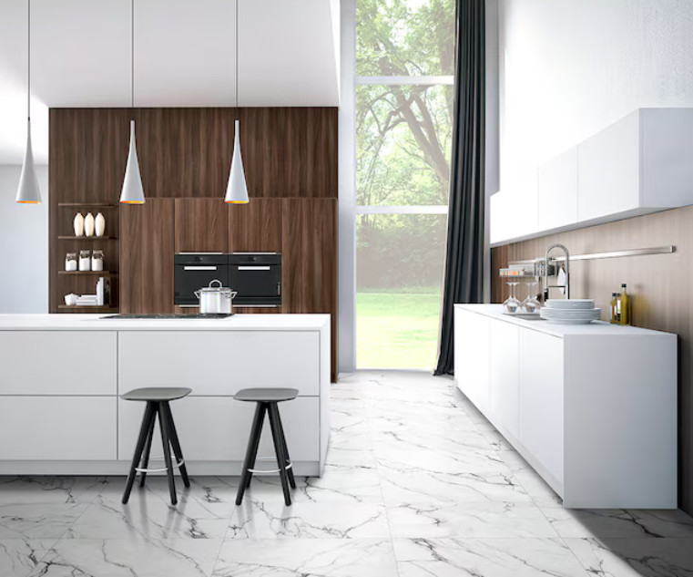 Origin 21 Alisa White 16 x 32 Polished Marble Look Floor and Wall Tile 350 SF