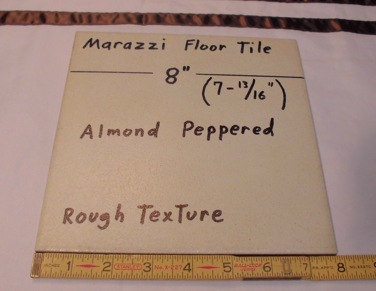 1 pc. “Almond-Off White” Peppered Textured-Ceramic / Porcelain Floor Tile 8″
