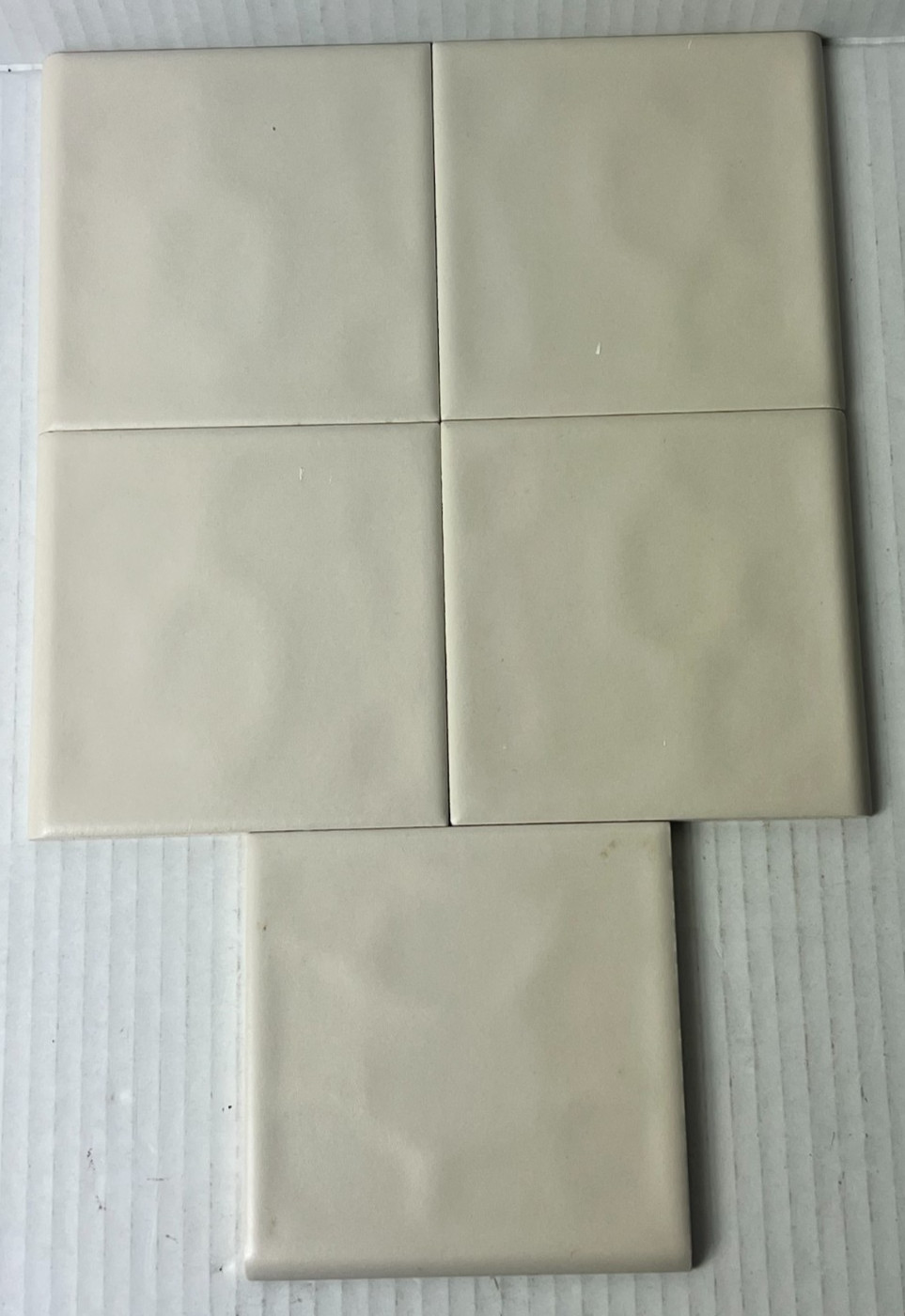 Lot of 5 Florida Tile Ceramic Matte Bone 503 Potters Touch 4 3/8″ Bullnose edge