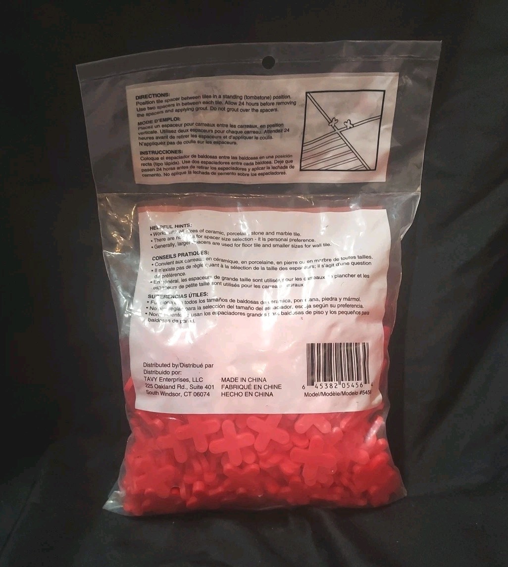 NEW Tavy Basix Tile Spacers 1/4″ 6mm 500 Orange Cross Spacers Unopened Package