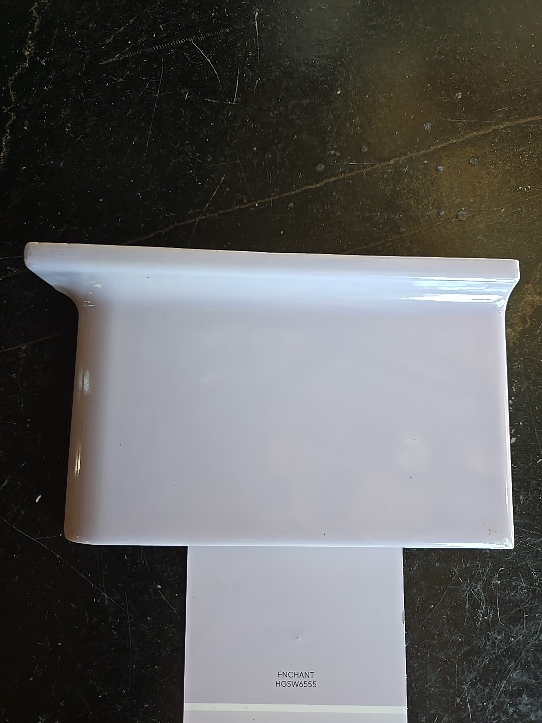 Vtg 6 1/4″ X 3 7/8″ Corner Cove Base Light Purple Tile NOS