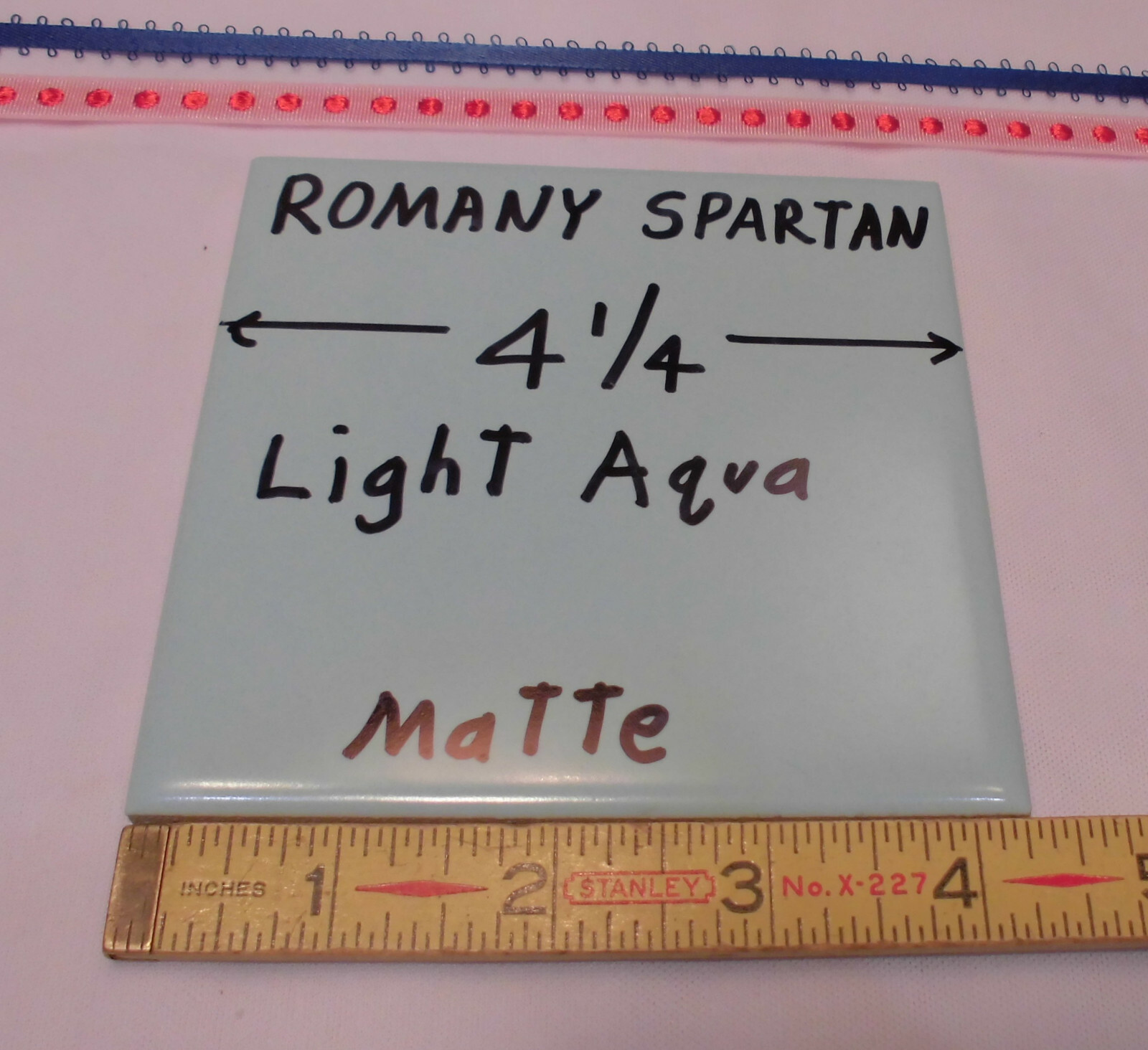1pc. *Aqua / Light Blue * 4-1/4″ Matte Ceramic Tile; Romany Co. Made 1940’s