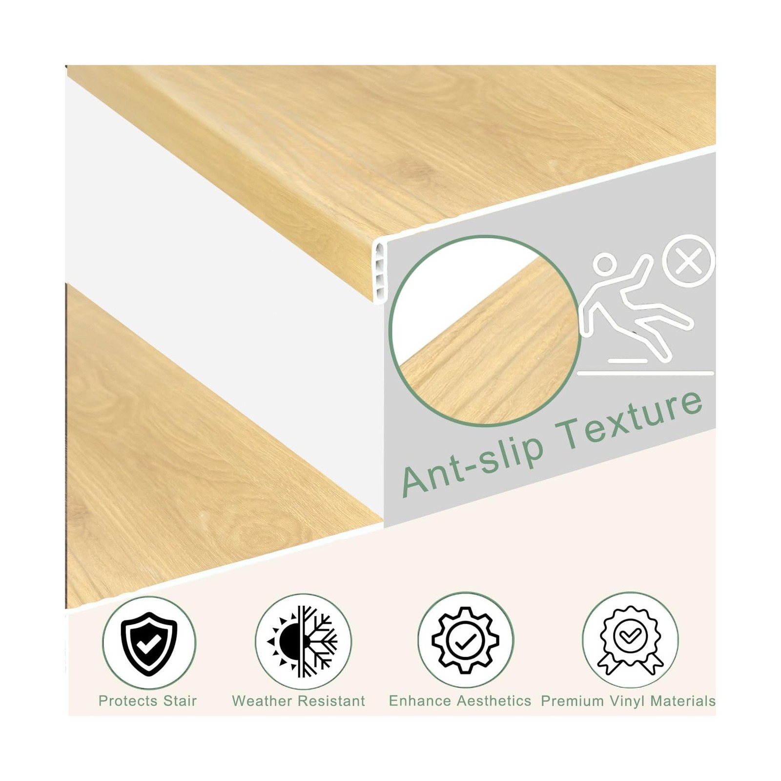 Non Slip Stair Treads for Stair Remodel, 4 Pieces 47×11.8 inch Wood Plastic C…