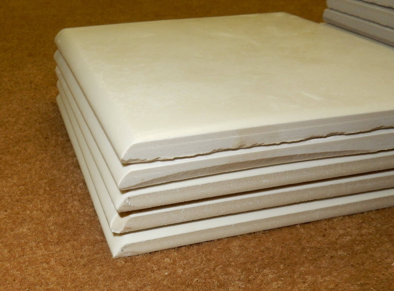 24pcs Vintage Light Mottled Tan Porcelain Tiles, 15 x 15 cm, Mid-Century Modern