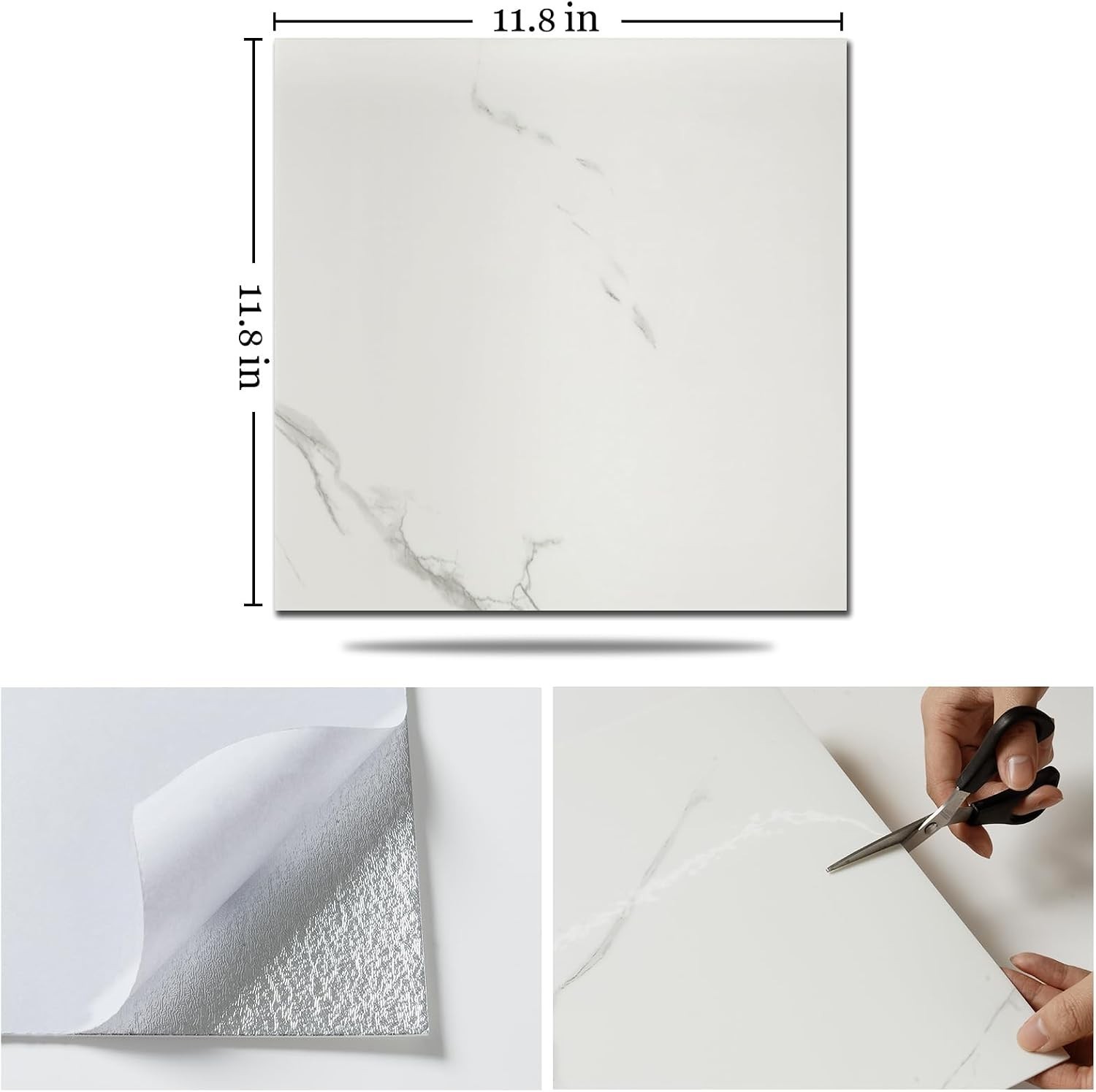 Easy to Install Glossy White Marble Backsplash – Peel and Stick 12×12 Tiles