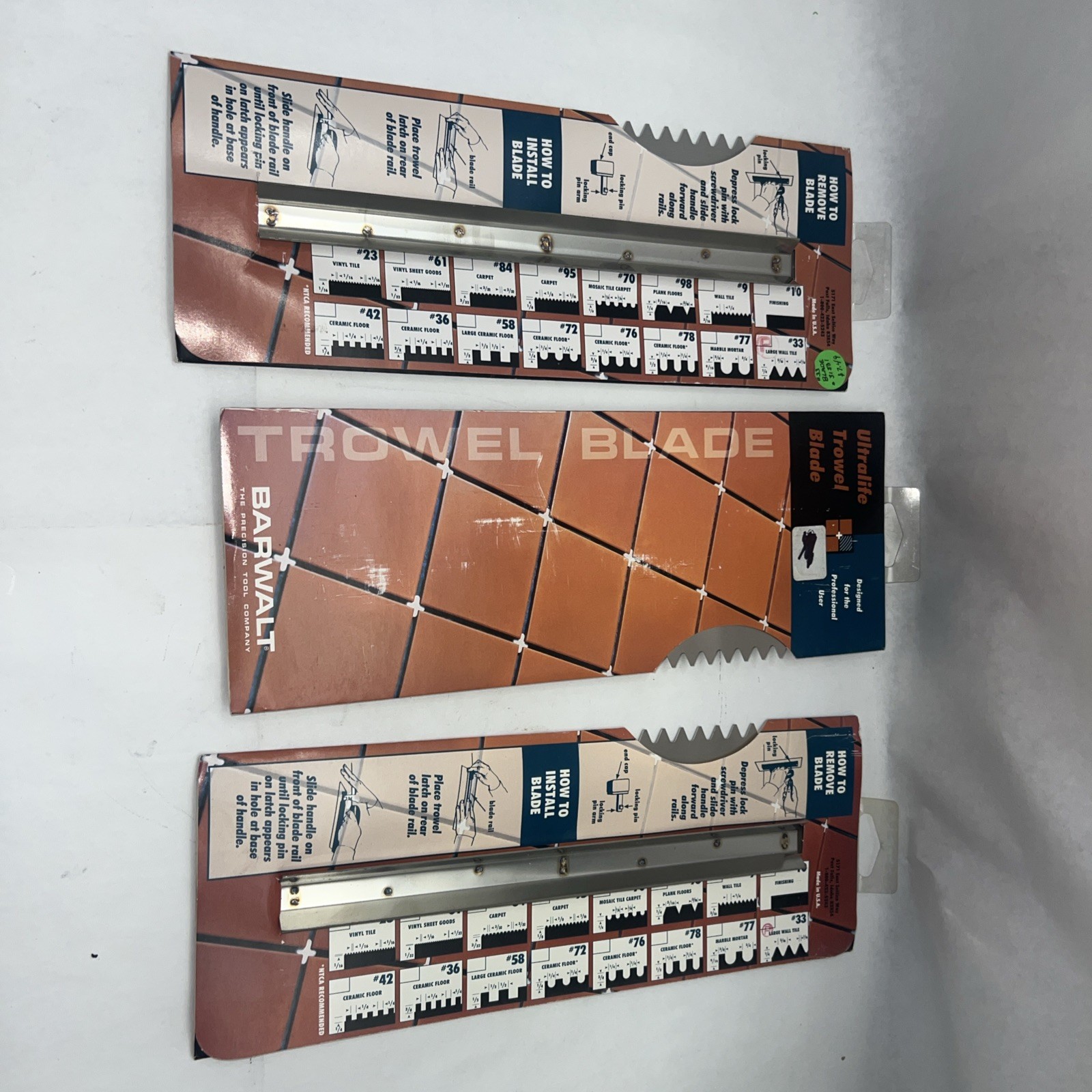 Barwalt 31331 Tile and Wood Flooring Trowel Blade #33 Lot of 3