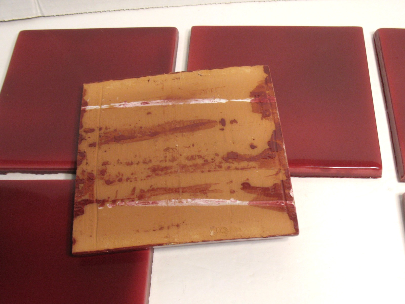 Candy Apple Red Italian Ceramic Tile 6×6 IMPERFECT LOT OF 6 for mosaics or craft