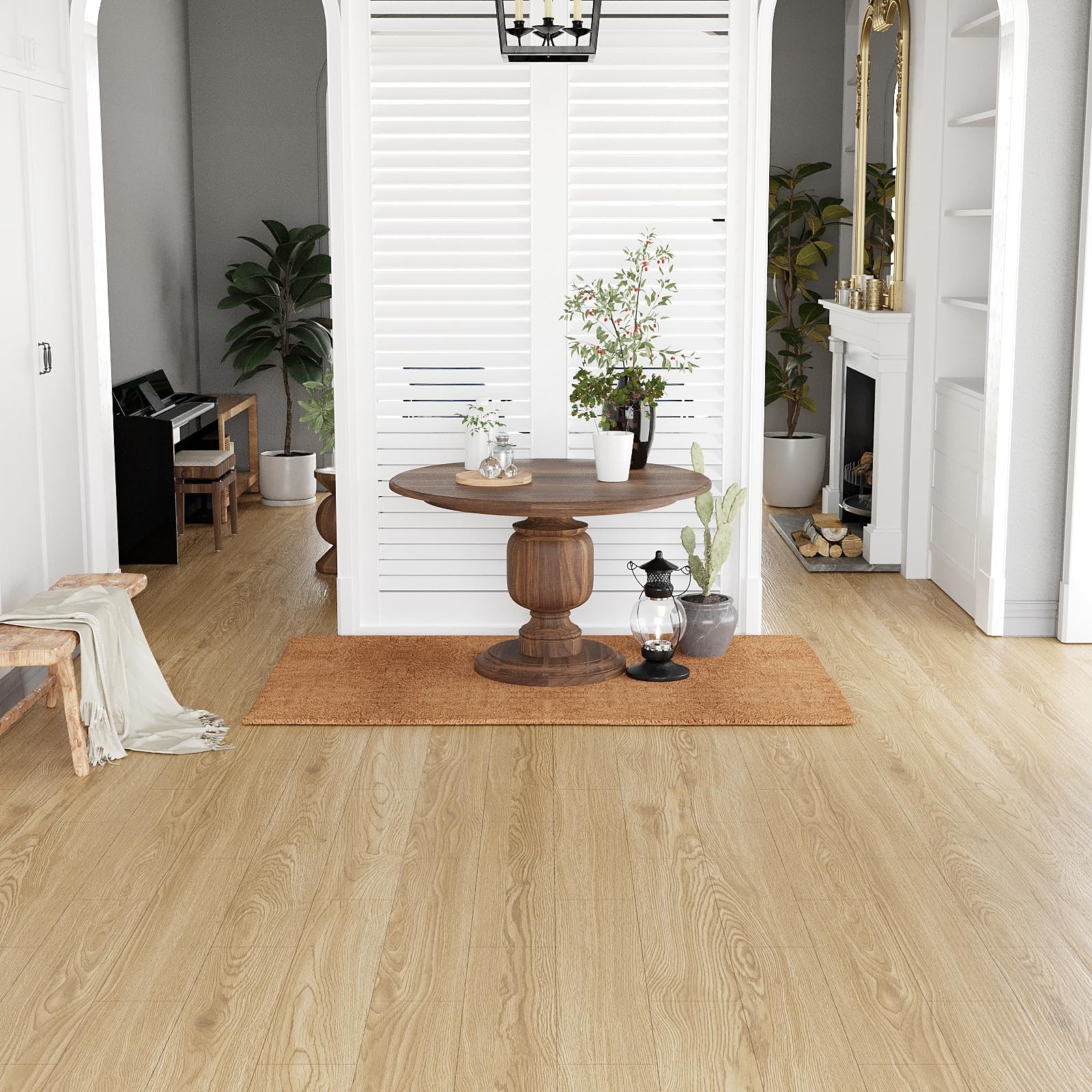Peel and Stick Vinyl Flooring Roll 24″x 393″/ 64 Sq.Ft, Self Adhesive Vinyl W…