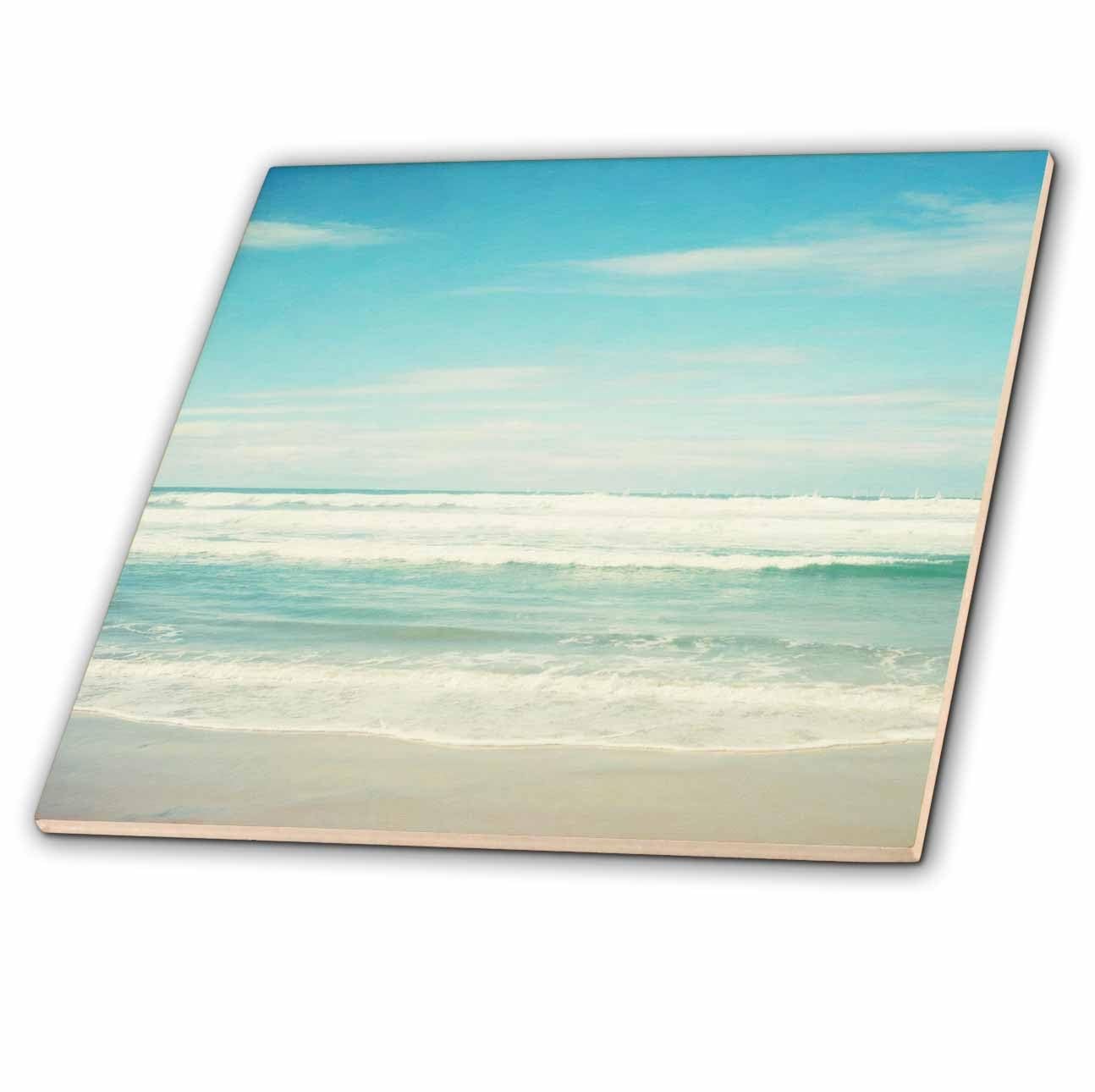 3dRose ct_164479_1 Gentle Ocean Waves Beach Theme Art Ceramic Tile, 4″