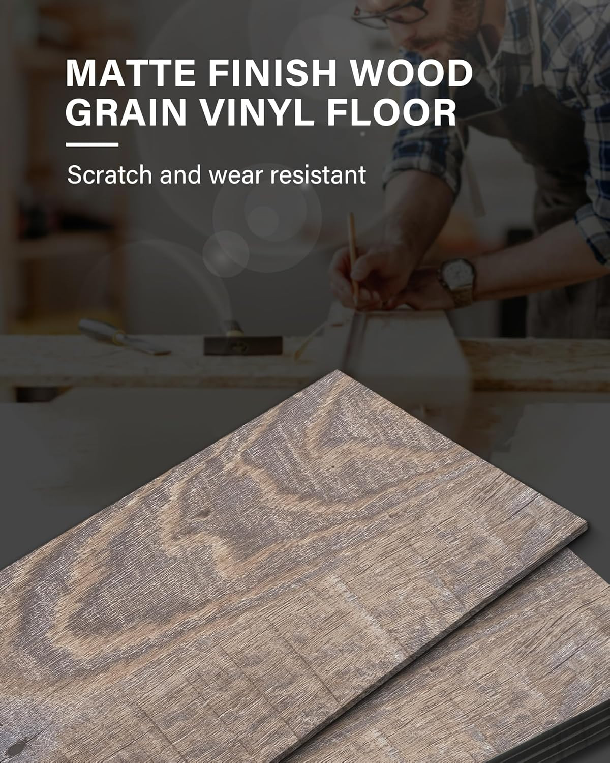 Peel and Stick Vinyl Flooring Tiles, 36 Sq. Ft. Twisted Gray Oak Design