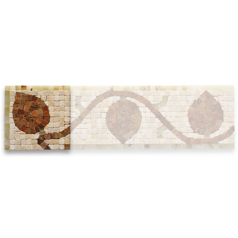 B0044CPT Marble Mosaic Border Accent Tile Bud Yellow Wooden 4.7×4.7 Polished