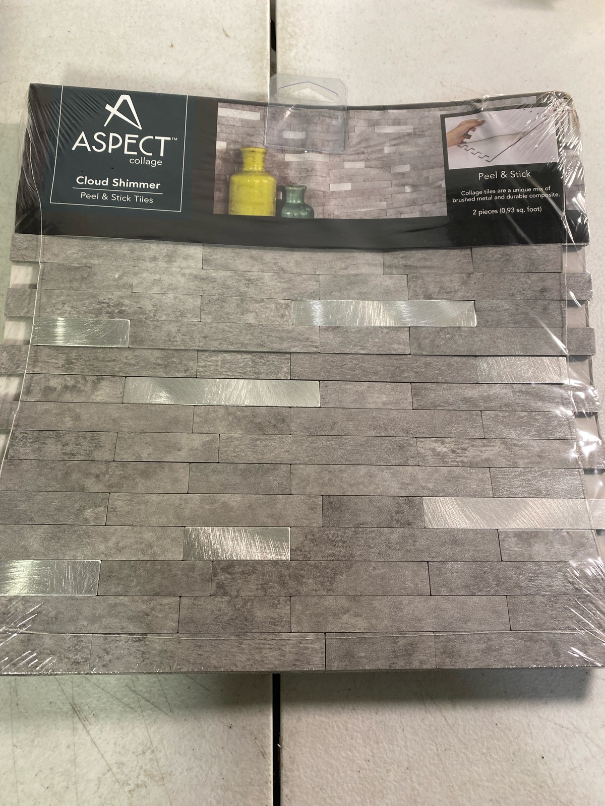 Aspect AC004 Collage 11.75″x12″ Metal & Composite Peel/Stick Backsplash, Cloud S