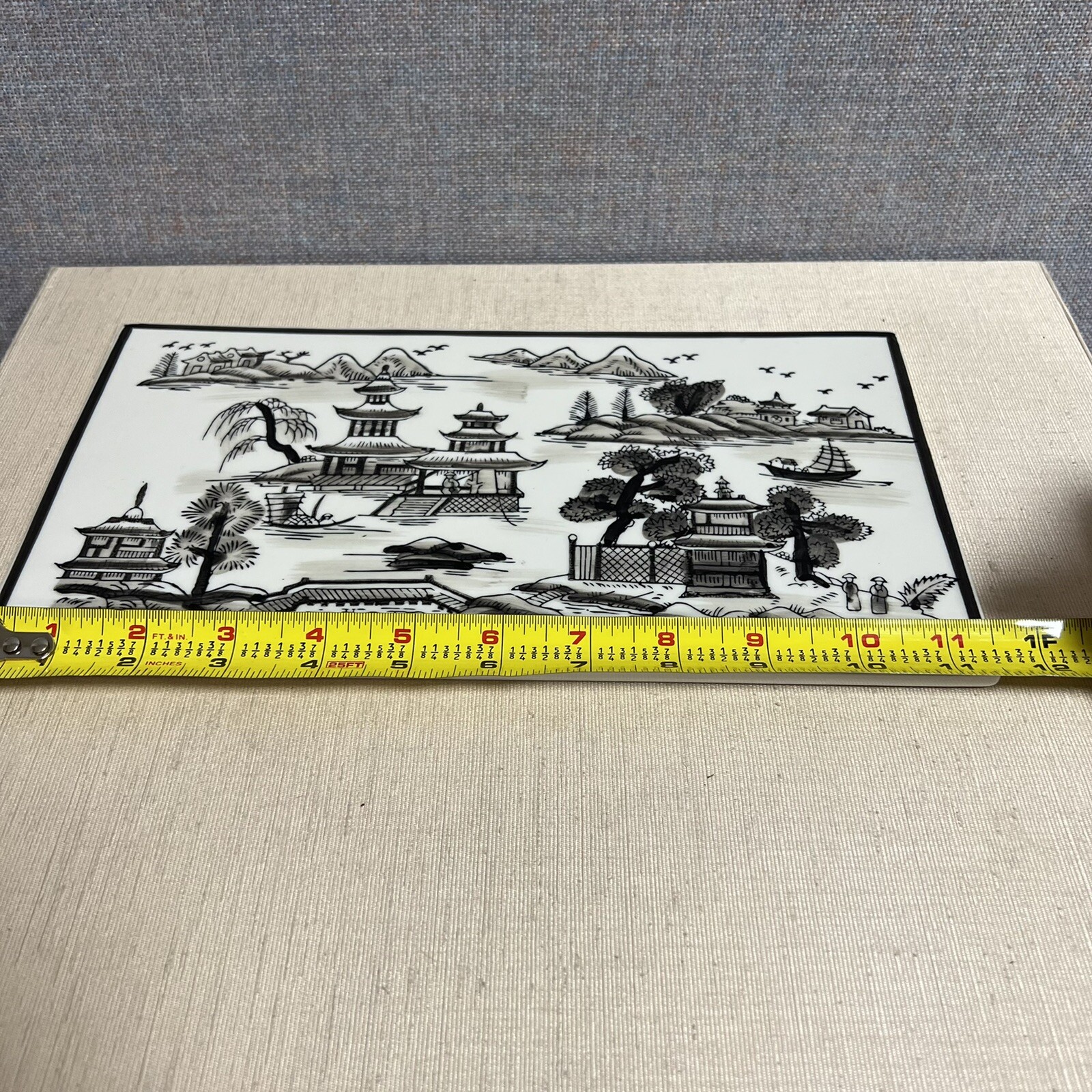 Asian Pagoda Art Wall Decoration Rectangle Tile 11.5” x 6.5”