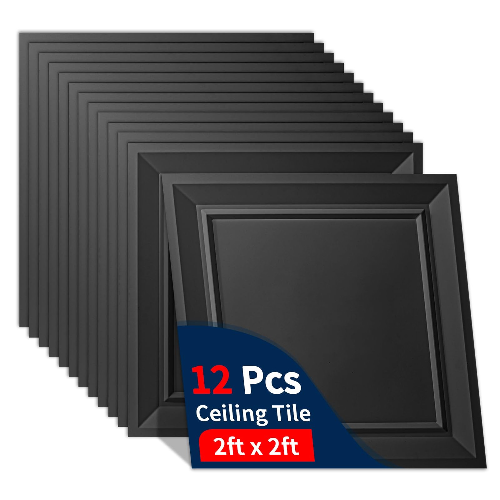 24 x 24 Drop Ceiling Tiles, 12 Pack Drop in System High Grade PVC Wall Panels…