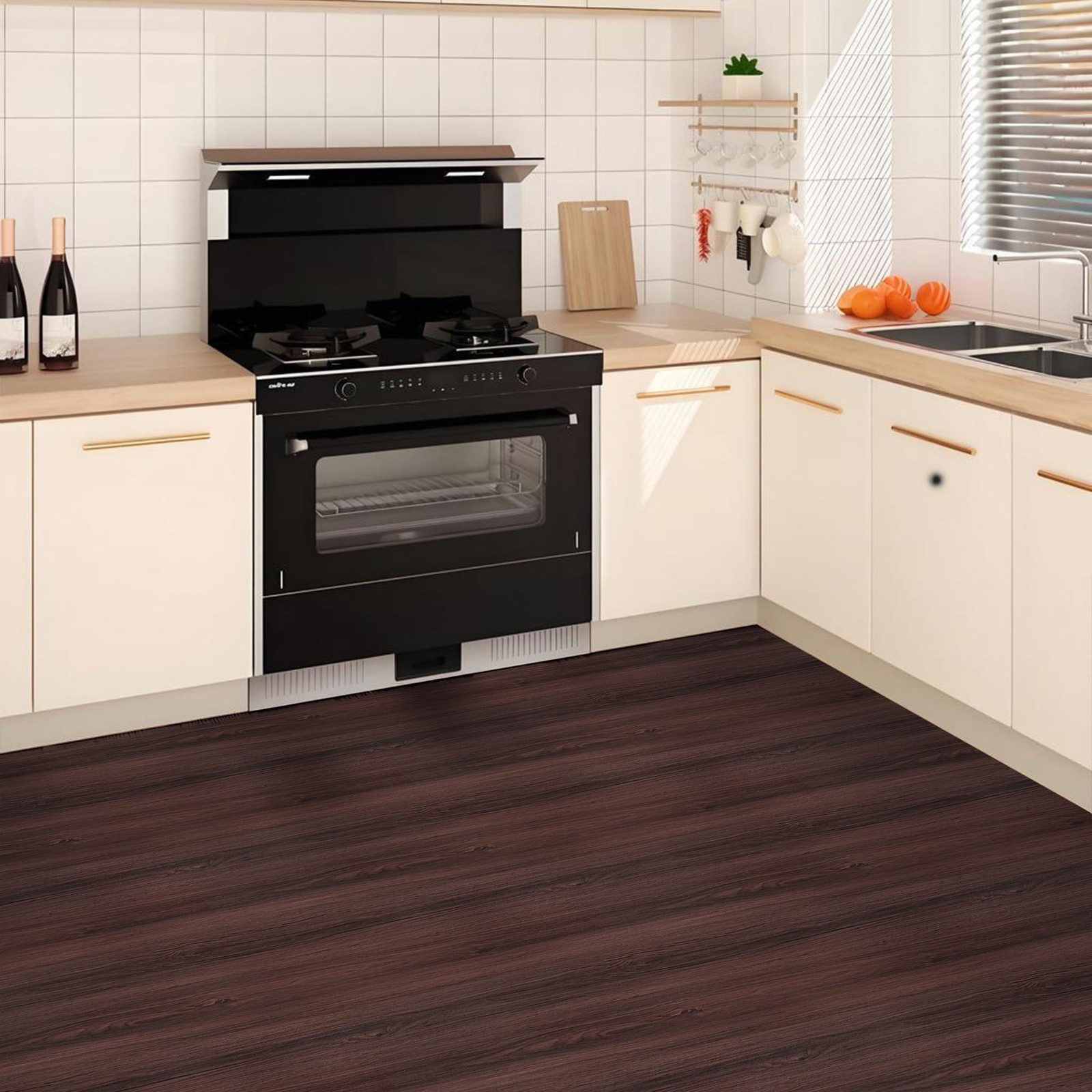 Dureidos Peel and Stick Floor Tiles: 11.8″ x 138″ Waterproof Vinyl Flooring R…