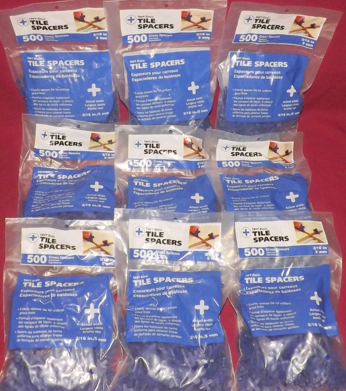 10 TAVY Basix 500-Pack 3/16″/ 5mm Blue Cross Plastic Tile Spacer NEW! FAST SHIP!