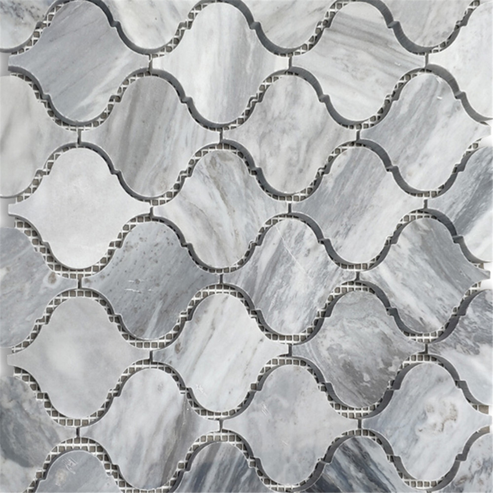 K892XH Arabesque Baroque Bardiglio Gray Marble Medium Lantern Tile Polished